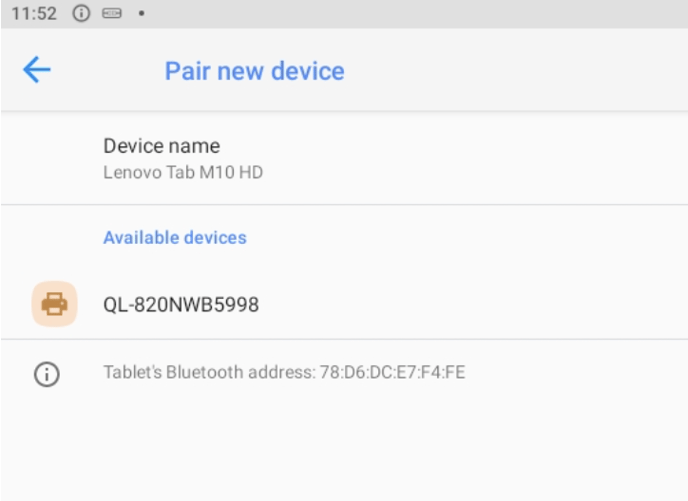 5) Step 2a - Setting an external device (Printer) in an Android Tablet