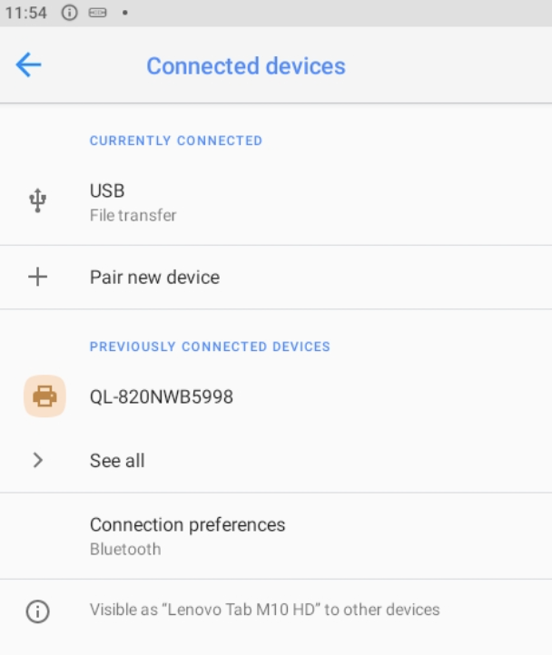 7) Step 2a - Setting an external device (Printer) in an Android Tablet